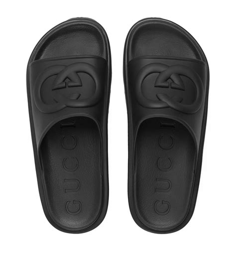 gucci black bow slides|black Gucci slides men.